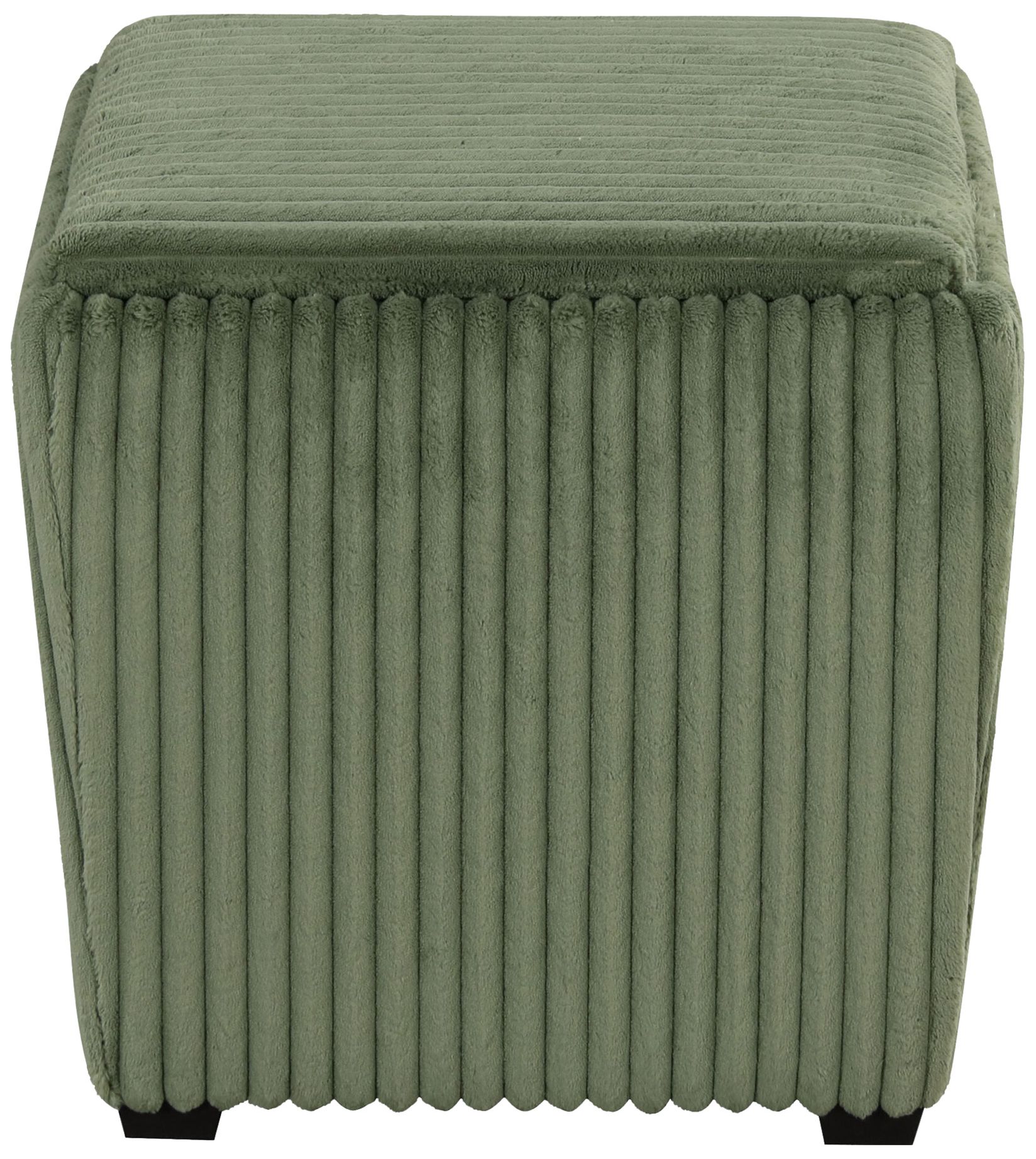 Image 5 Fata Green Chenille Corduroy  Square Storage Ottoman With Tray Top more views