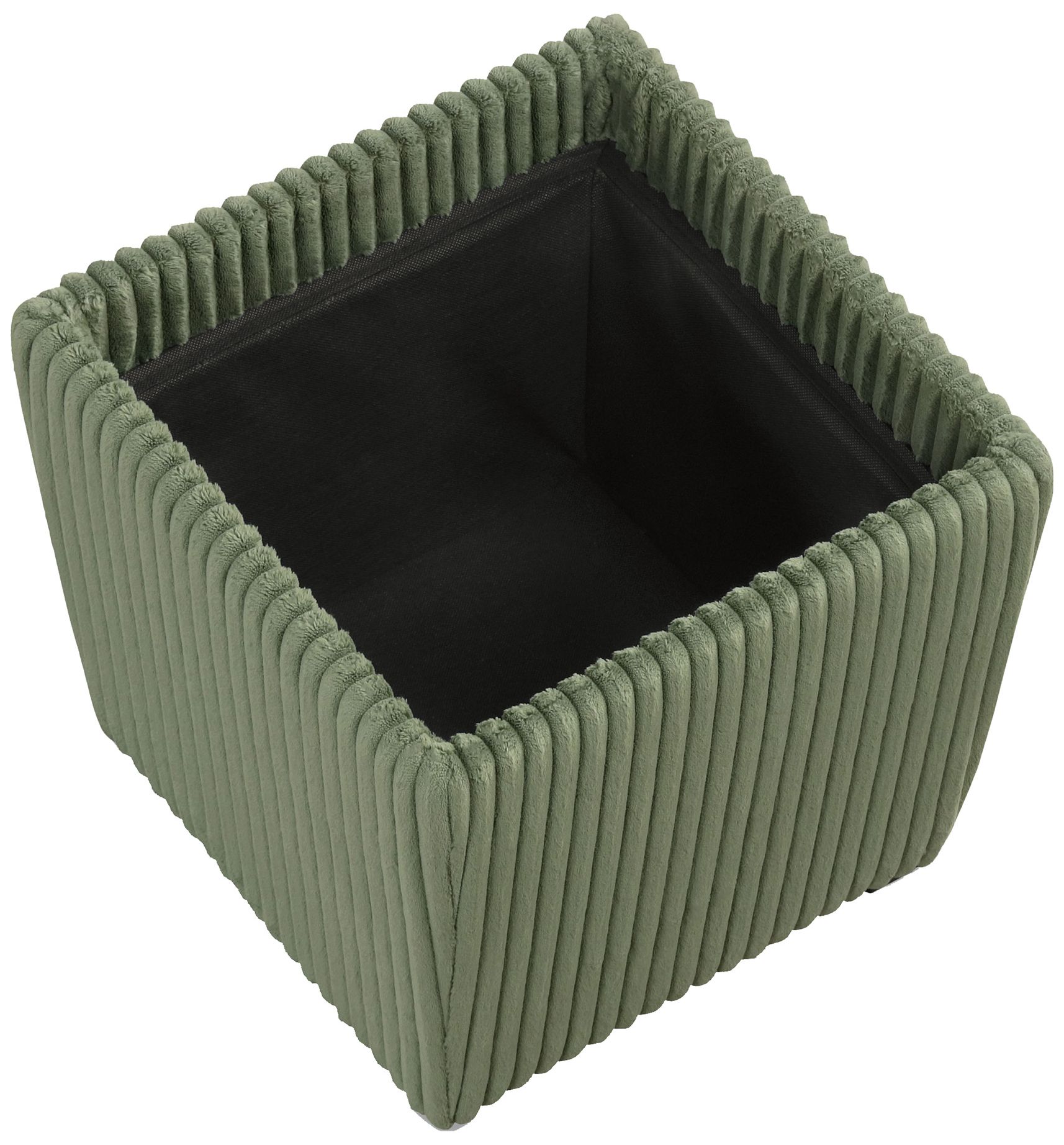 Image 6 Fata Green Chenille Corduroy  Square Storage Ottoman With Tray Top more views