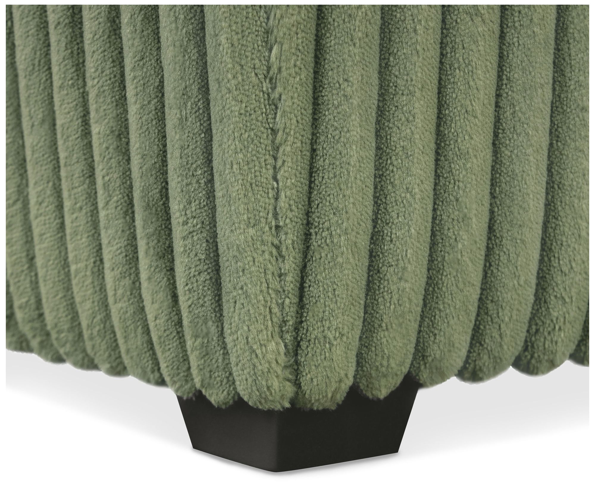 Fata Green Chenille Corduroy  Square Storage Ottoman With Tray Top