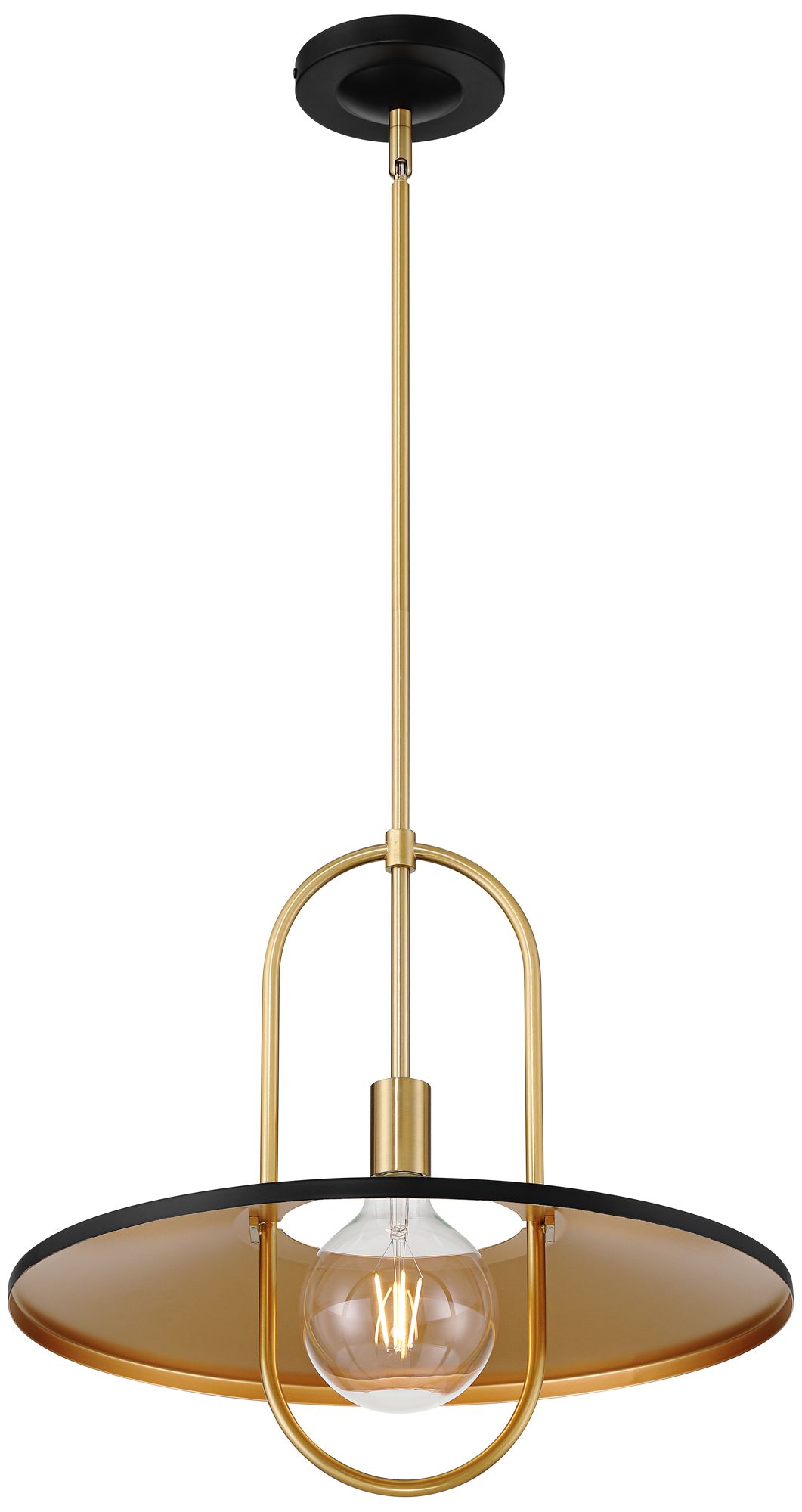 Watch A Video About the Bailey 19 Wide Medium Black and Soft Gold LED Pendant Light