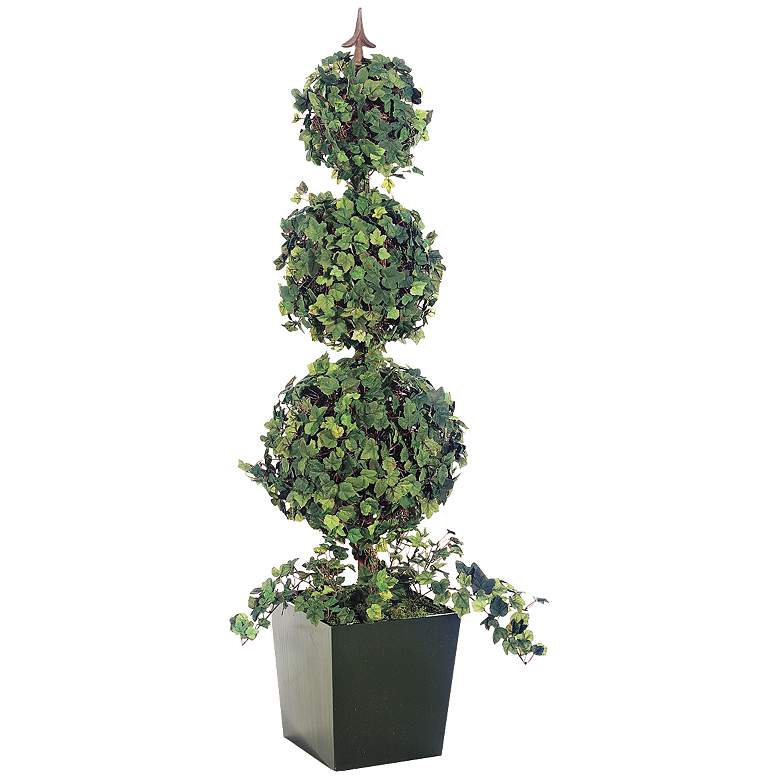 Image 1 Faux 53 1/4 inch High Triple Ball Grape Ivy Topiary
