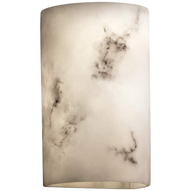 Image 1 Faux Alabaster 9 1/4" High Small Cylinder Wall Sconce