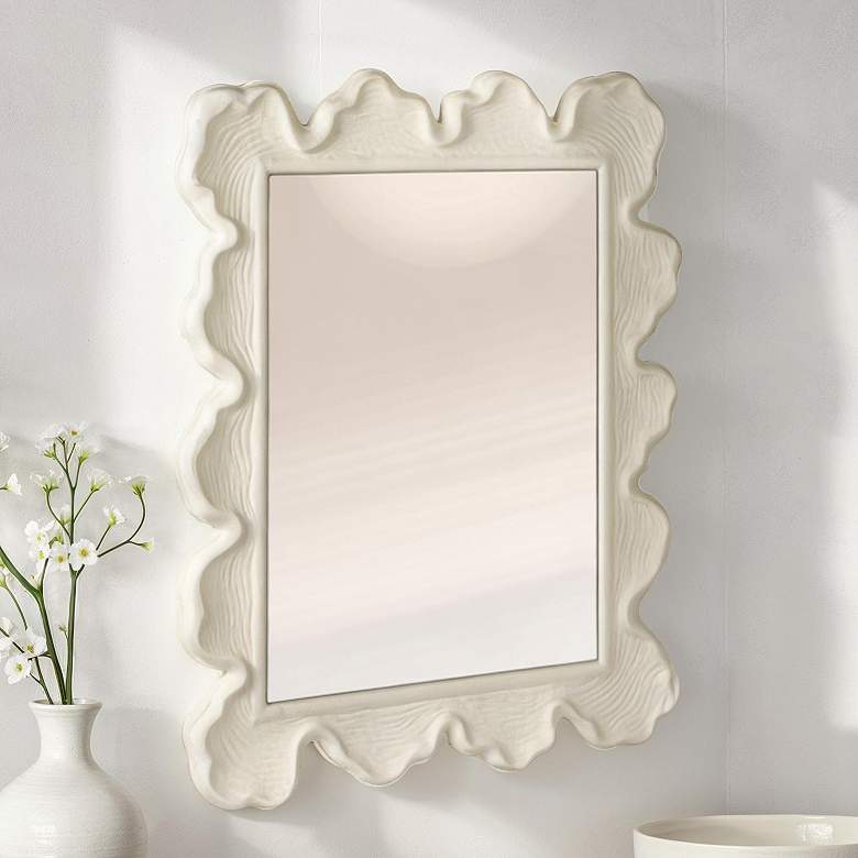 Image 1 Faux Bois Metal Wall Mirror, White