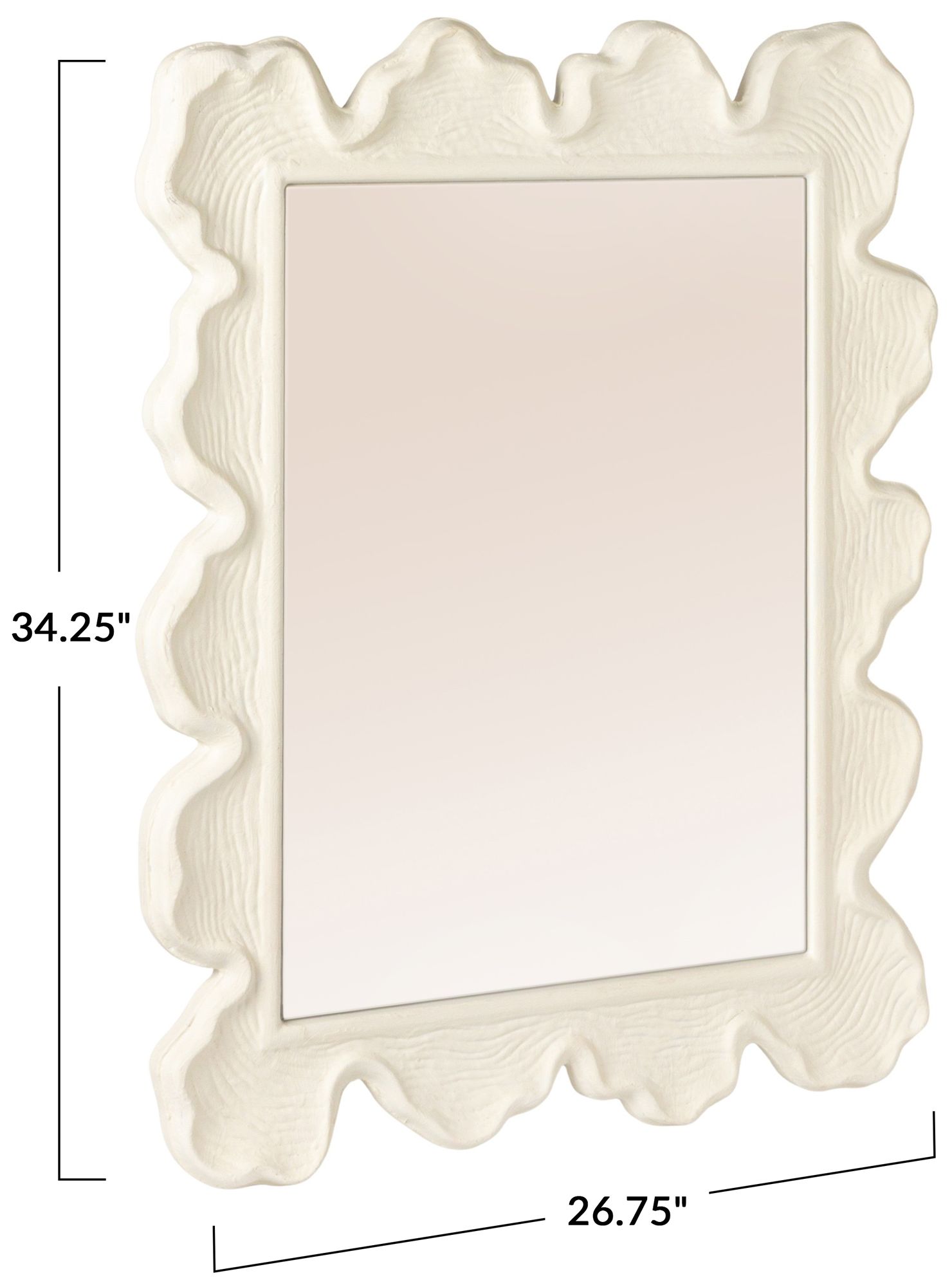 Image 3 Faux Bois Metal Wall Mirror, White more views
