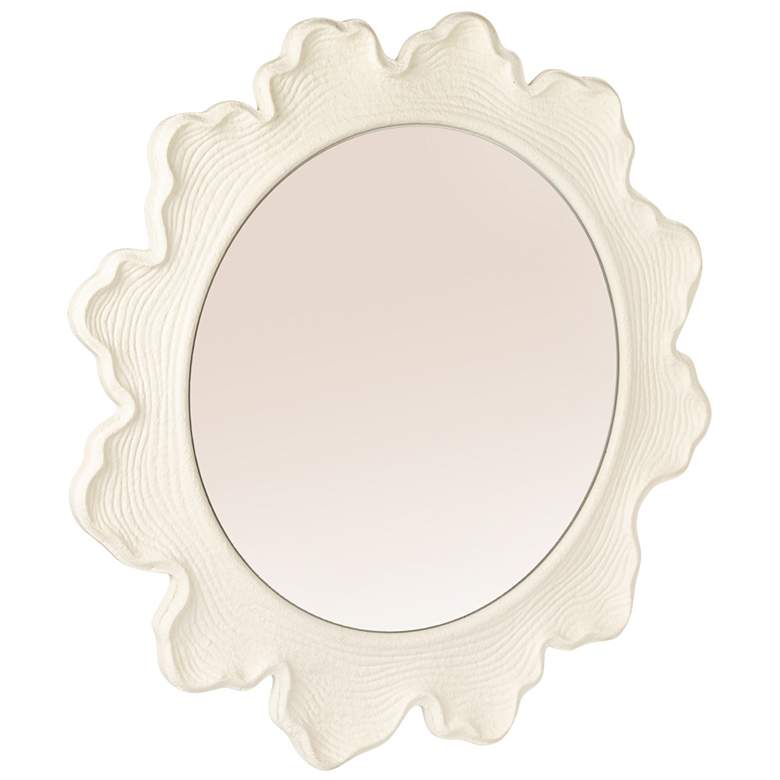 Image 2 Faux Bois Round Metal Wall Mirror, White