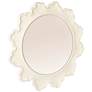 2_Faux Bois Round Metal Wall Mirror, White