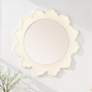 1_Faux Bois Round Metal Wall Mirror, White