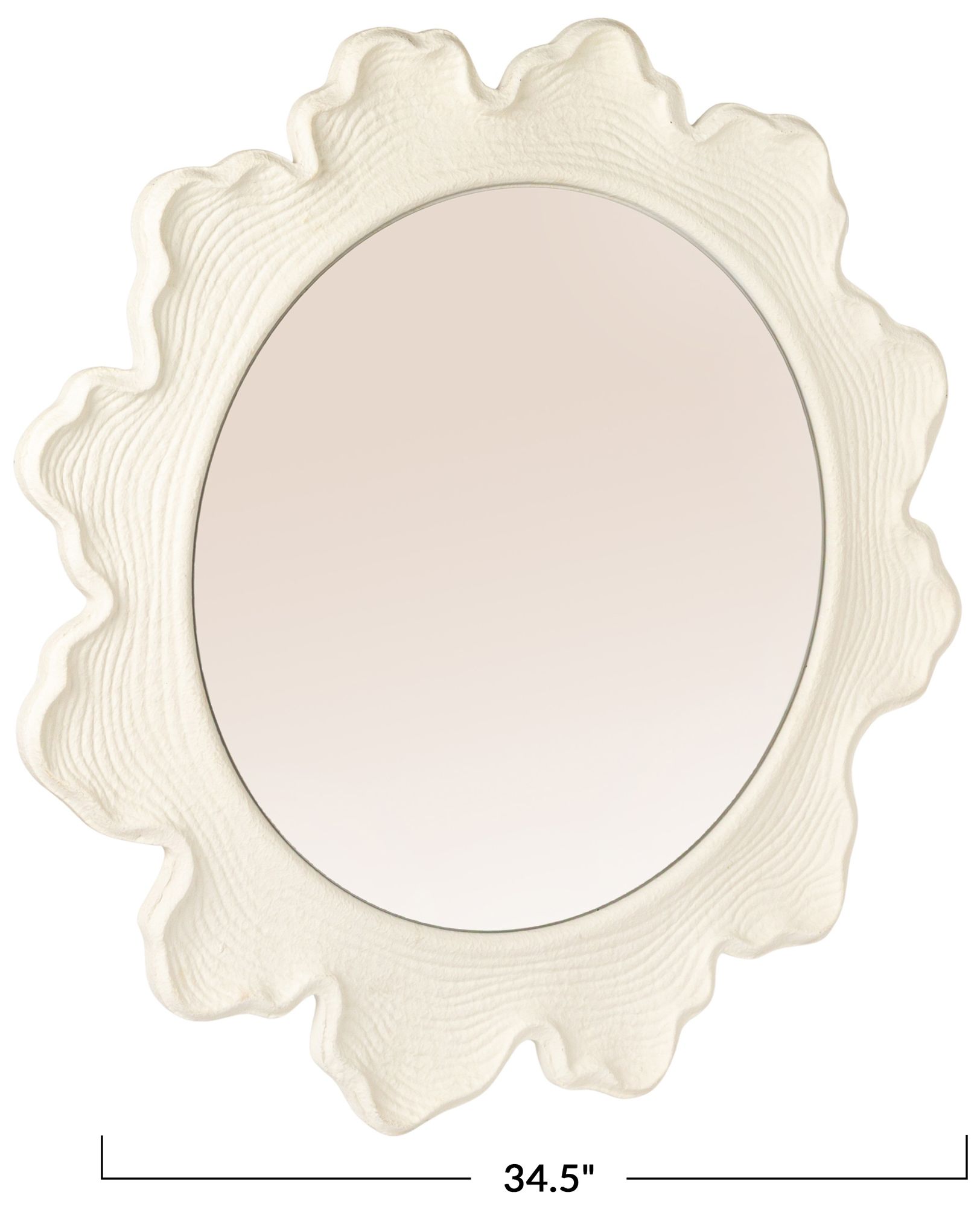 Thumbnail3 of Faux Bois Round Metal Wall Mirror, White more views