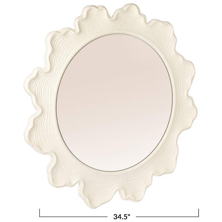 Image 3 Faux Bois Round Metal Wall Mirror, White more views