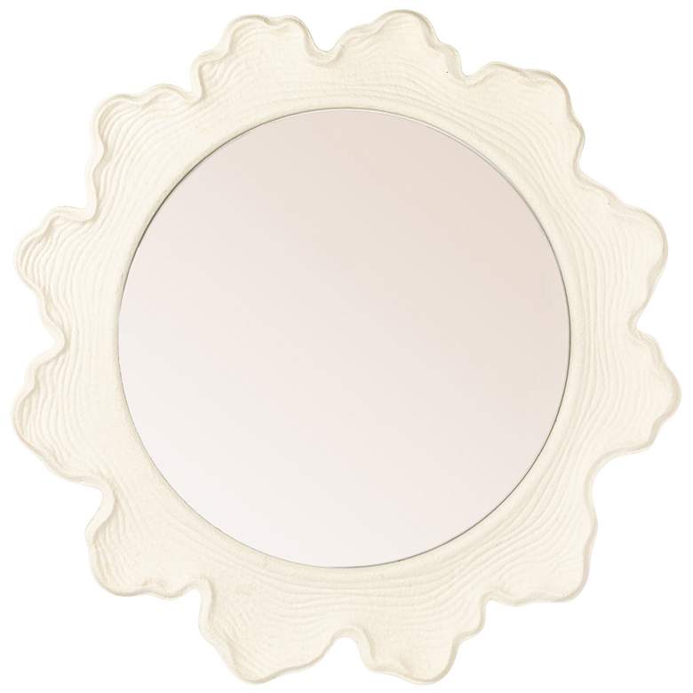 Image 7 Faux Bois Round Metal Wall Mirror, White more views
