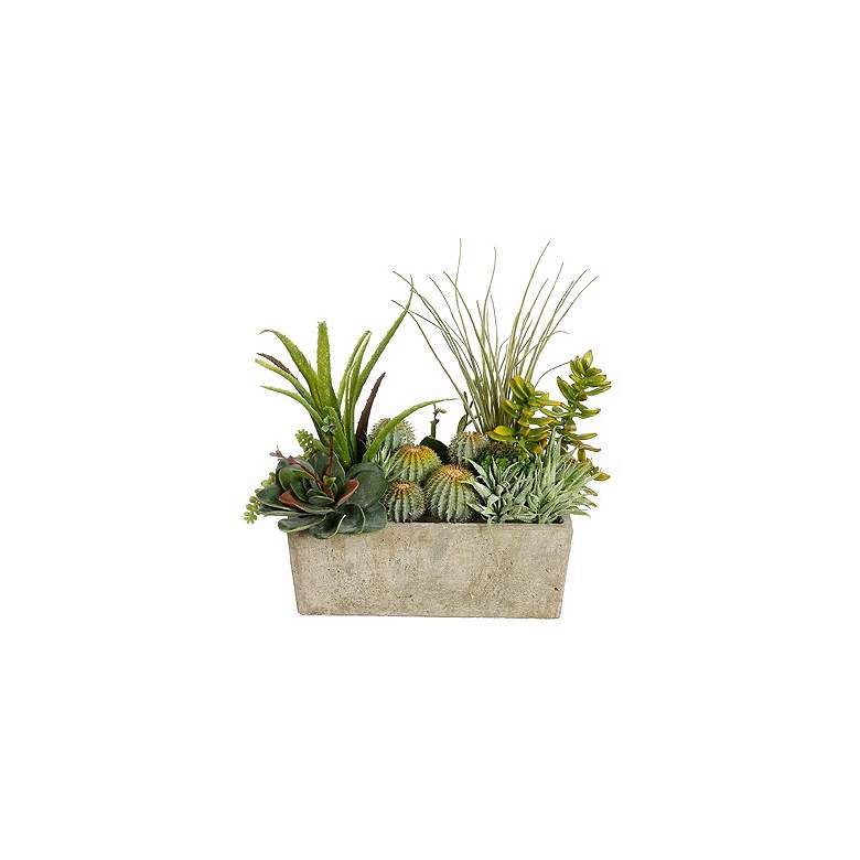 Image 1 Faux Cactus and Succulent Arrangement in a Pearl Stone Pot