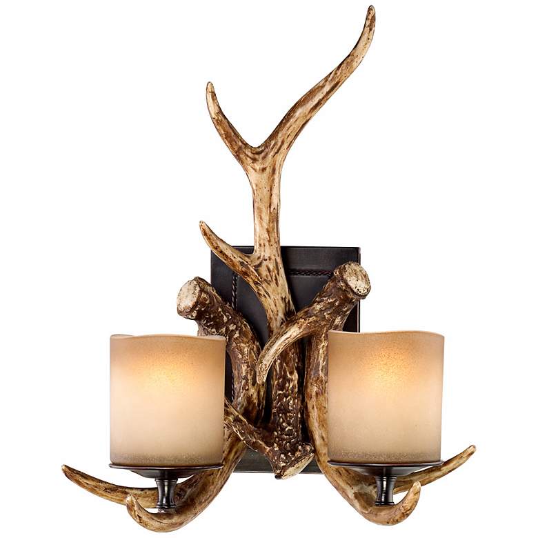 Image 1 Faux Deer Antlers Candle Glass 17 1/2 inch High 2-Light Sconce