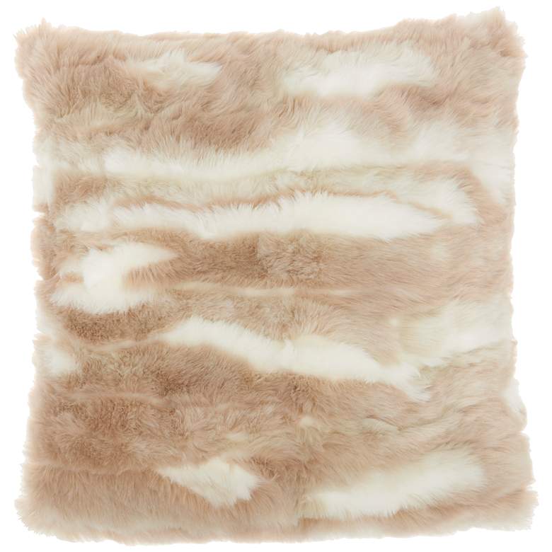 Image 2 Faux Fur Beige Angora Rabbit 20 inch Square Throw Pillow