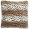 Faux Fur Beige Brown Deer Skin 20" Square Throw Pillow