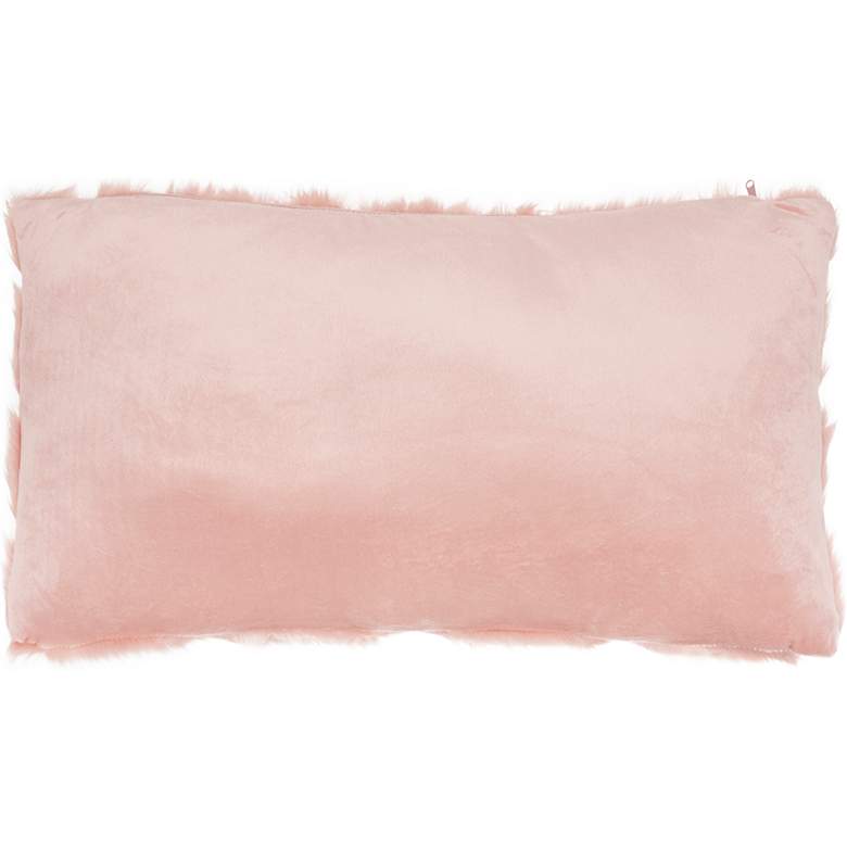 Image 4 Faux Fur Blush Chevron 24" x 14" Rectangular Throw Pillow more views