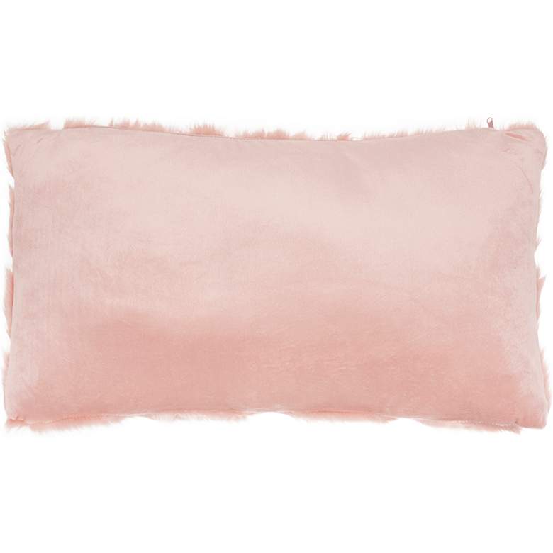 Image 4 Faux Fur Blush Chevron 24 inch x 14 inch Rectangular Throw Pillow more views