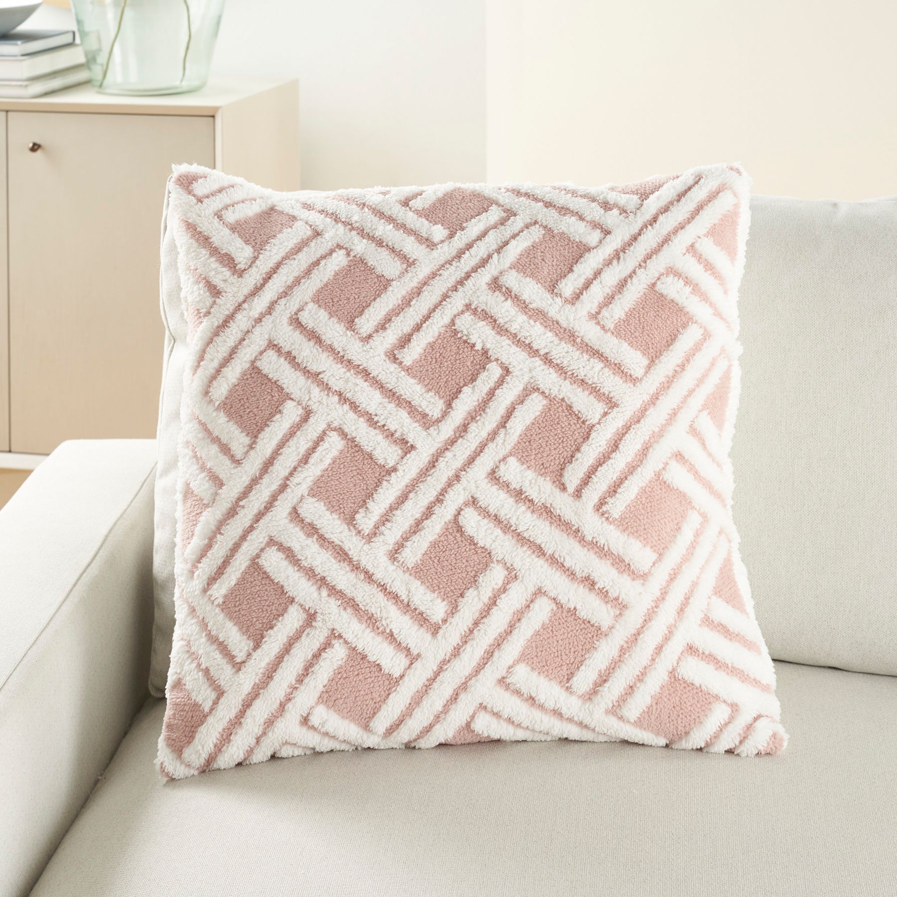 Blush faux clearance fur pillow