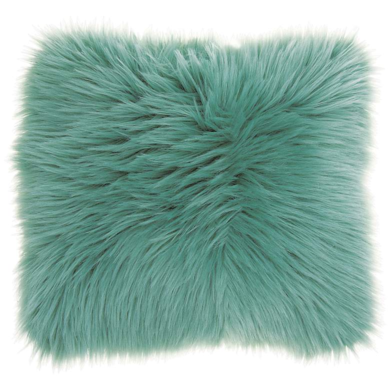 Image 1 Faux Fur Celadon Remen 22" Square Decorative Throw Pillow