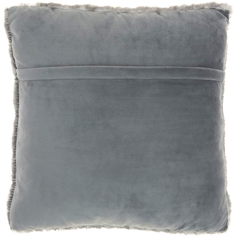 Image 4 Faux Fur Charcoal Ruched Rabbit 20" Square Throw Pillow more views