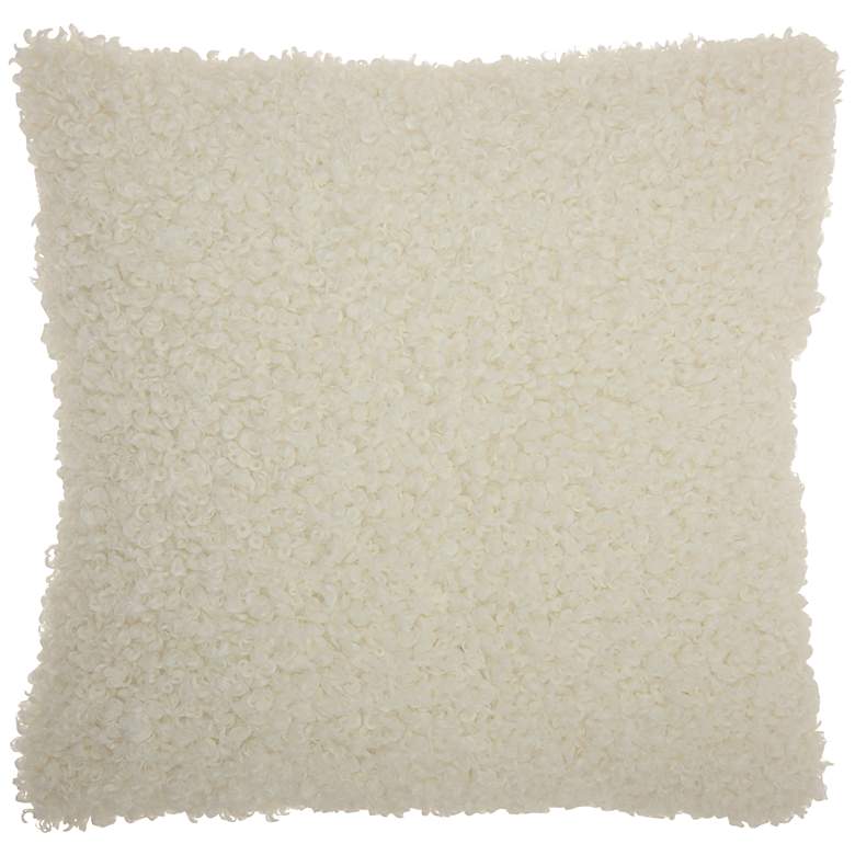 Image 1 Faux Fur Ivory Curly 22" Square Decorative Throw Pillow