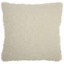 Faux Fur Ivory Curly 22" Square Decorative Throw Pillow
