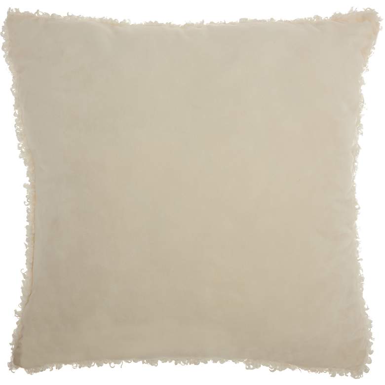 Image 2 Faux Fur Ivory Curly 22" Square Decorative Throw Pillow more views