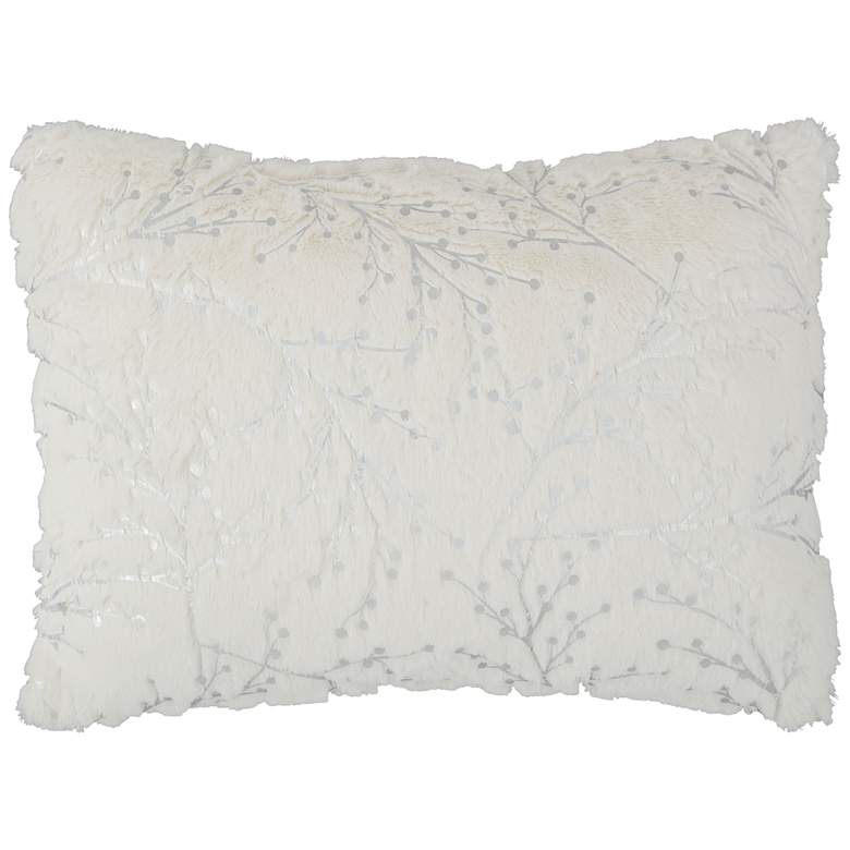 Image 2 Faux Fur Ivory Silver Metallic Branches 20 inch x 14 inch Pillow