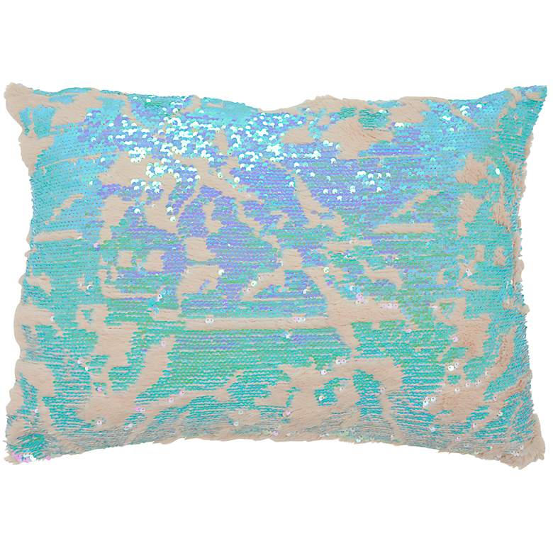Image 2 Faux Fur Multi-Color Sequins 20 inch x 14 inch Throw Pillow