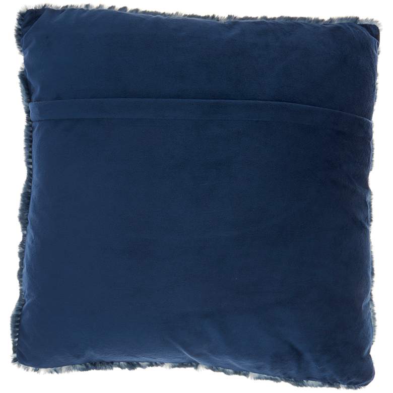 Image 3 Faux Fur Navy Ruched Rabbit 20" Square Throw Pillow more views