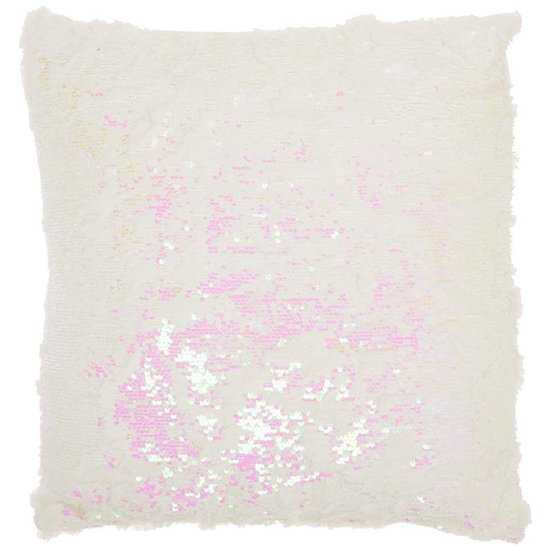 Image 2 Faux Fur Pink Sequins 20 inch Square Throw Pillow