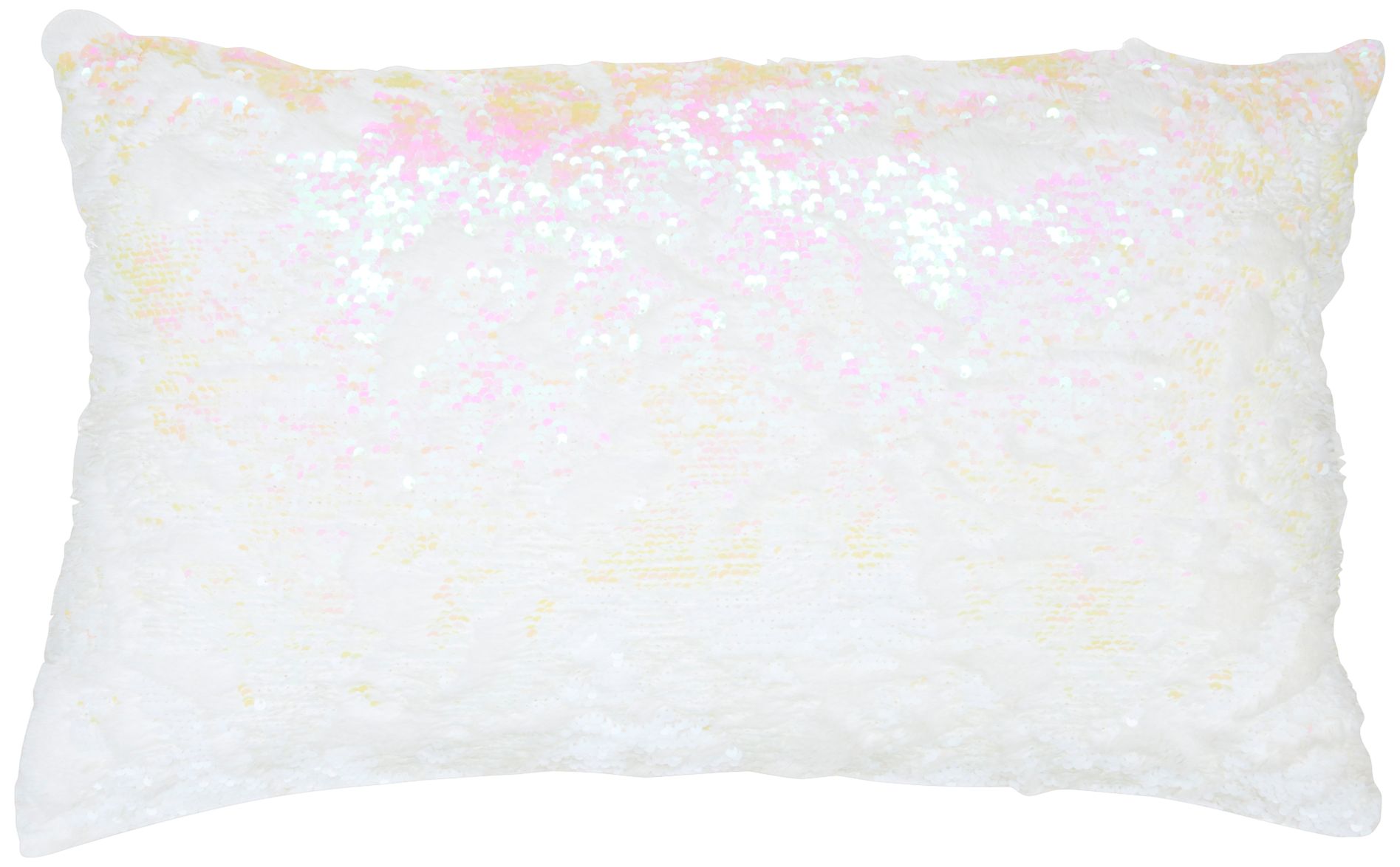 Faux Fur Pink Sequins 20" x 14" Rectangular Throw Pillow