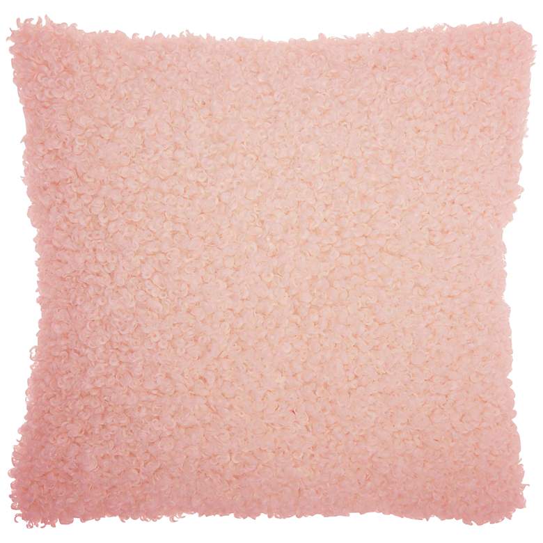 Image 1 Faux Fur Rose Curly 22" Square Decorative Throw Pillow