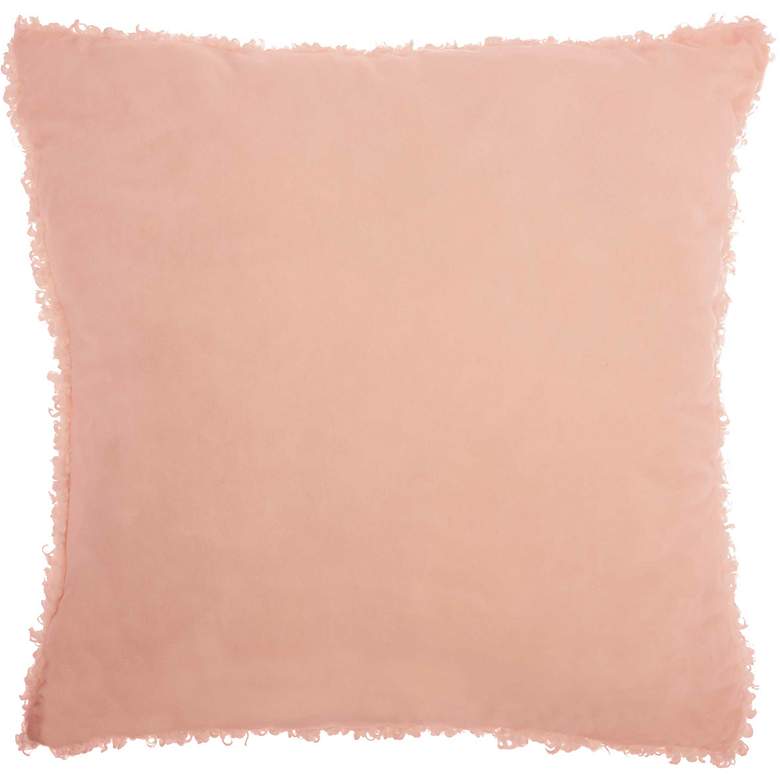 Image 3 Faux Fur Rose Curly 22" Square Decorative Throw Pillow more views