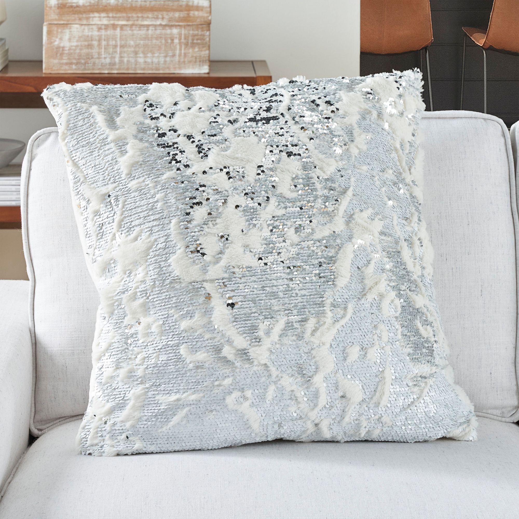 White and silver outlet throw pillows