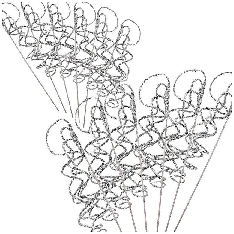 Image 1 Faux Glitter Spray 23"H Set of 12 Silver