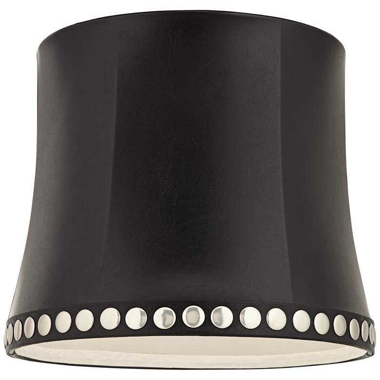 Image 3 Faux Leather Stud Trim Drum Lamp Shade 12x14x12 (Washer) more views