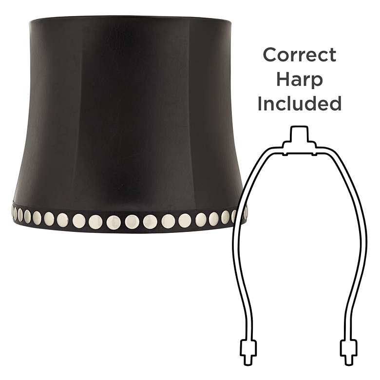 Image 6 Faux Leather Stud Trim Drum Lamp Shade 12x14x12 (Washer) more views