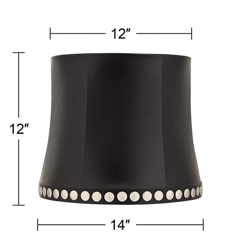 Image 7 Faux Leather Stud Trim Drum Lamp Shade 12x14x12 (Washer) more views