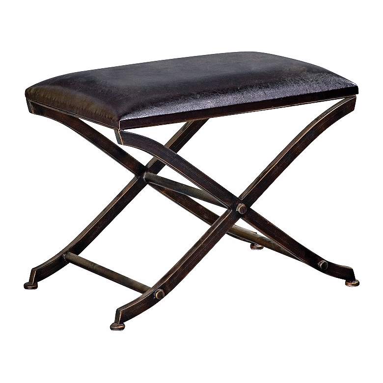 Image 1 Faux Leather Upholstered X Frame Ottoman