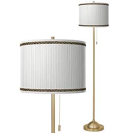 Image1 of Faux Pleated Giclee Print Giclee Warm Gold Stick Floor Lamp