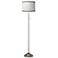 Faux Pleated Giclee Print Lamp Shade Brushed Nickel Pull Chain Floor Lamp