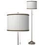 Faux Pleated Giclee Print Lamp Shade Brushed Nickel Pull Chain Floor Lamp