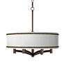 Faux Pleated Giclee Print Lamp Shade with 6-Light Bronze Pendant Chandelier