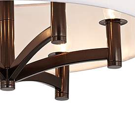 Image2 of Faux Pleated Giclee Print Lamp Shade with 6-Light Bronze Pendant Chandelier more views