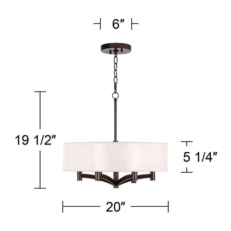 Image 4 Faux Pleated Giclee Print Lamp Shade with 6-Light Bronze Pendant Chandelier more views