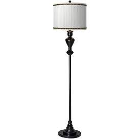 Image2 of Faux Pleated Giclee Print Lamp Shade with Black Bronze Floor Lamp
