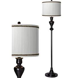 Image1 of Faux Pleated Giclee Print Lamp Shade with Black Bronze Floor Lamp