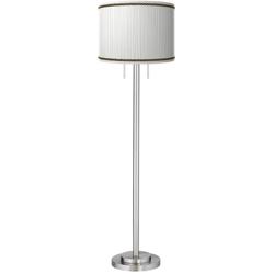 Faux Pleated Giclee Print Lamp Shade with Brushed Nickel Garth Floor Lamp