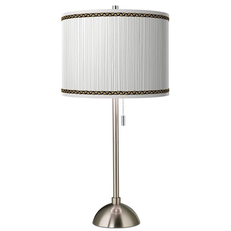 Image 1 Faux Pleated Giclee Print Lamp Shade with Brushed Nickel Table Lamp