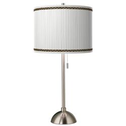 Faux Pleated Giclee Print Lamp Shade with Brushed Nickel Table Lamp
